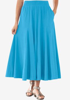 Wide Elastic Waist Skirt