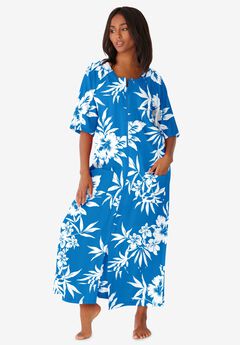 Long French Terry Zip-Front Robe