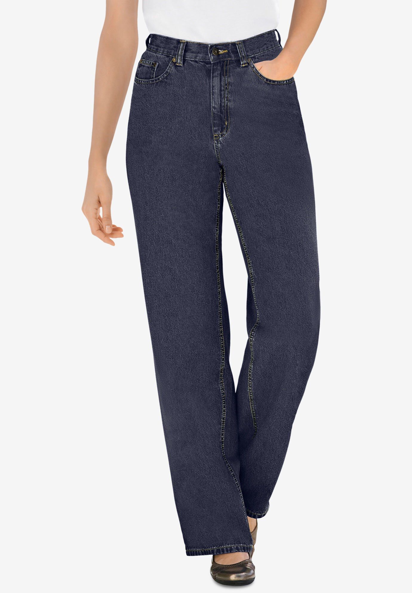 Perfect Relaxed All-Cotton Denim Five-Pocket Jeans, INDIGO, hi-res image number 0