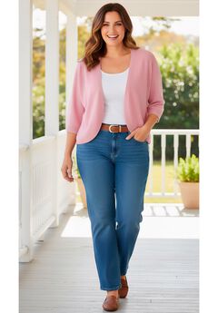 Rib Trim Cardigan Shrug Sweater