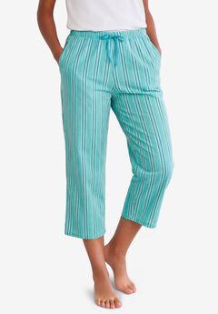 Plus Size Pull On Cotton Capri Pants