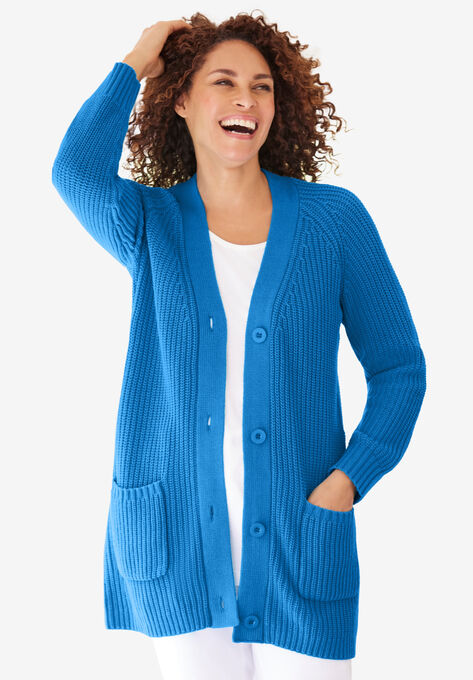 Long-Sleeve Shaker Cardigan Sweater | Woman Within