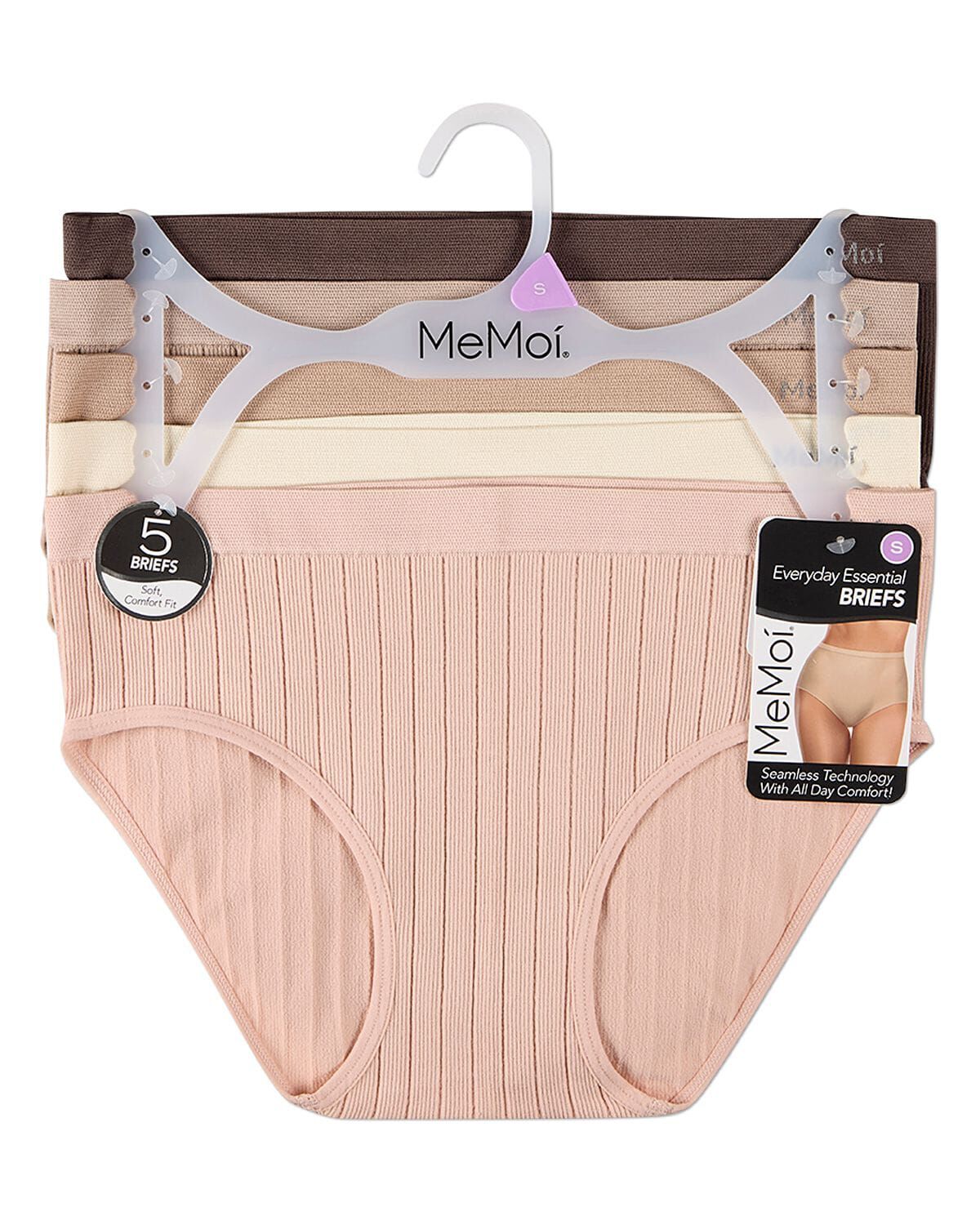 5 Pair Women's Seamless Wide-Rib Full-Coverage Tag-Free Briefs, FLORAL COLOR MULTI, alternate image number 1