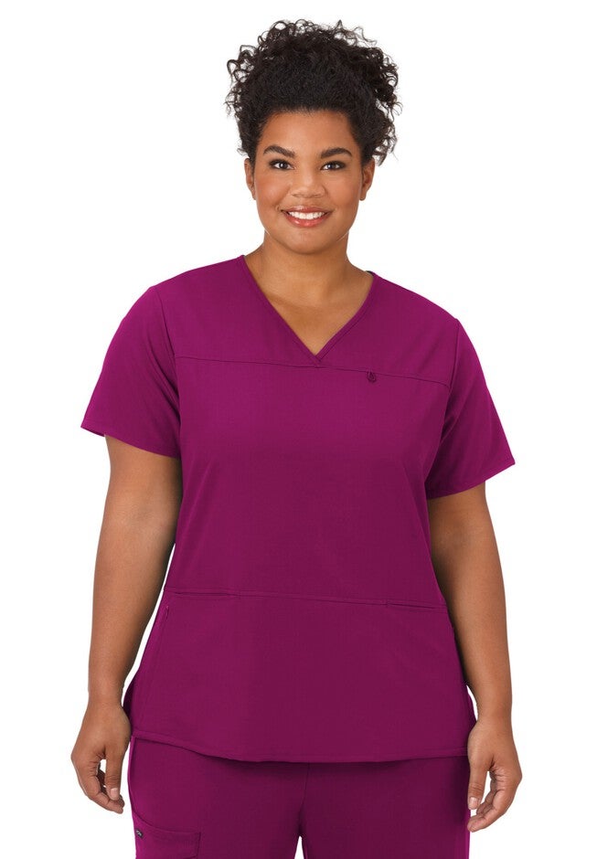 Jockey Scrubs Women's True Fit Crossover V-Neck Top, PLUM BERRY, hi-res image number 0