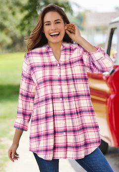 Pintucked Flannel Shirt