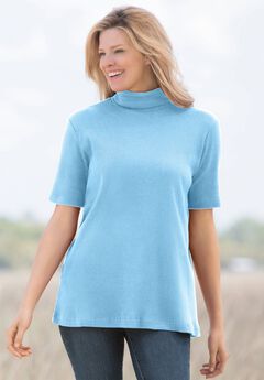 Ribbed Short Sleeve Turtleneck