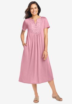 Embroidered Lace Bib Knit Dress