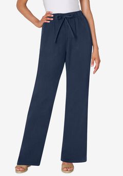 Drawstring Wide-Leg Denim Pant