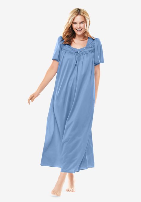 Long Silky Lace Trim Gown By Only Necessities Plus Size