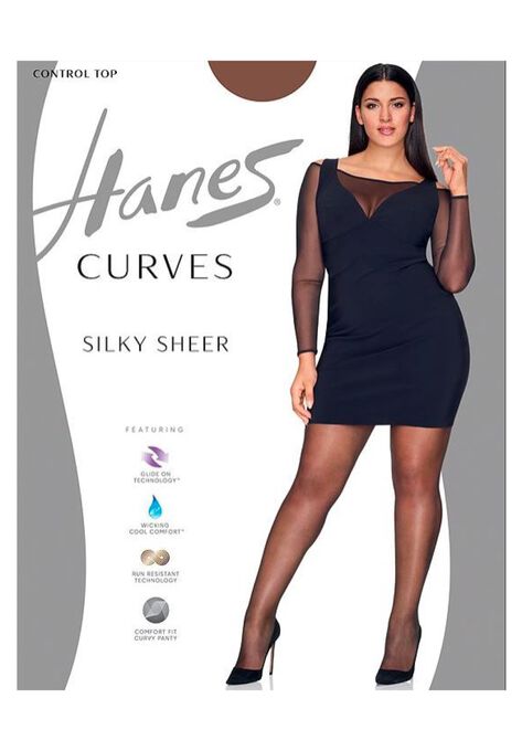 Curves Ultra Sheer Control Top Legwear, BROWN, hi-res image number null