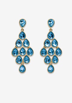 Gold Tone Pear Cut Simulated Birthstone Earrings