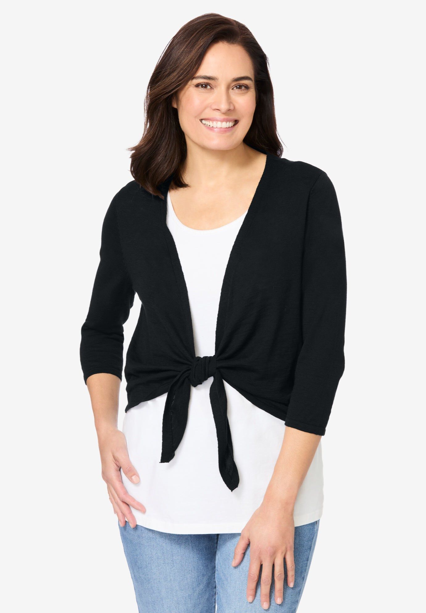 Versa-tie Cardigan, BLACK, hi-res image number 0