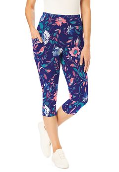 Plus Size Printed Capri Pants
