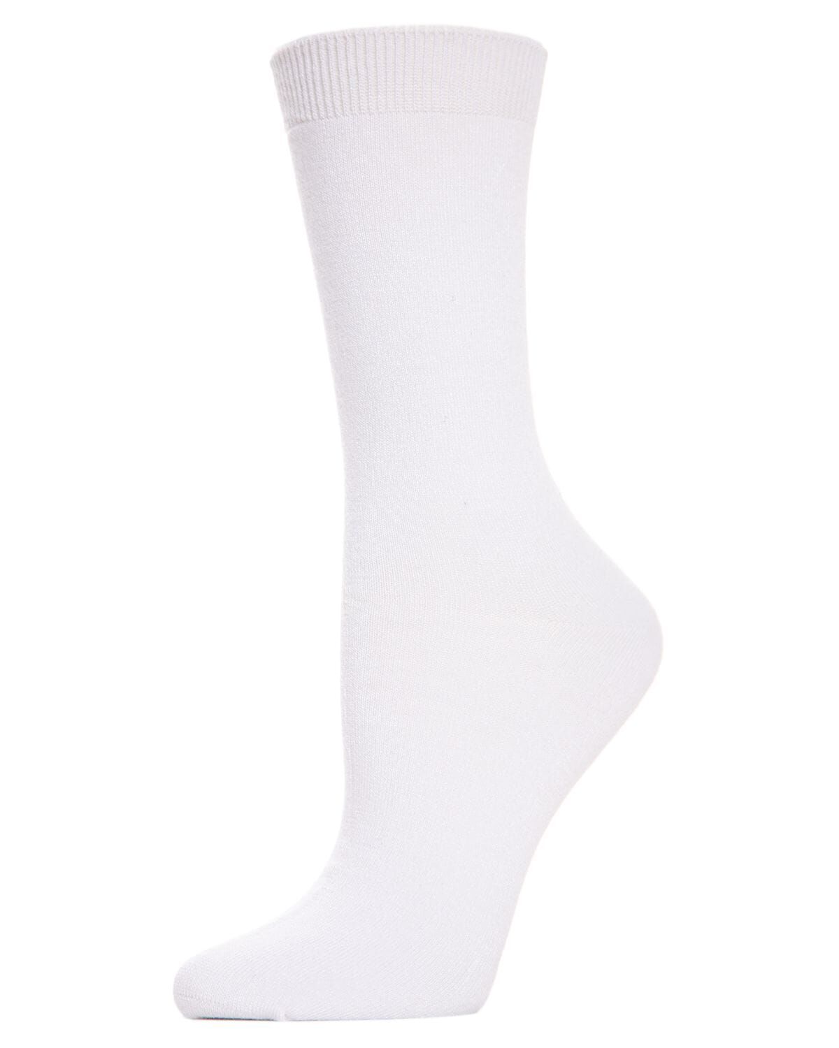 Women's Flat-Knit Bamboo Blend Crew Socks, WHITE, hi-res image number 0