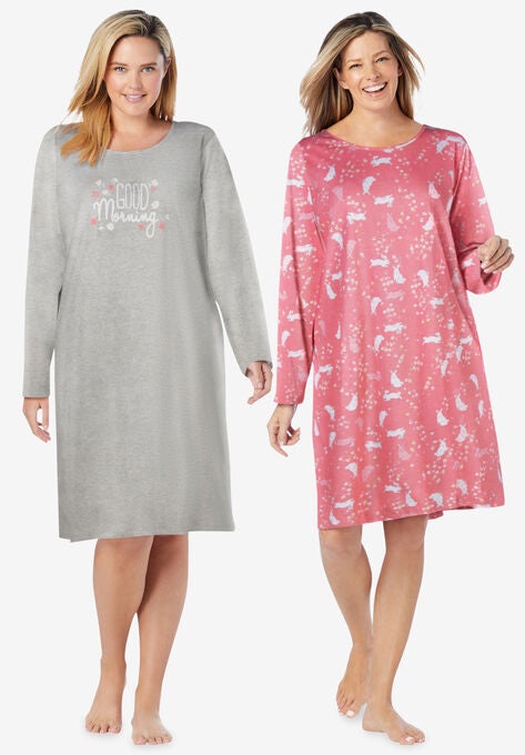 2-Pack Long-Sleeve Sleepshirts | Woman Within