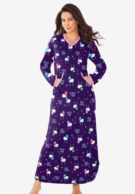 Long Printed Sleep Shirt , RICH VIOLET SHEEP, hi-res image number null