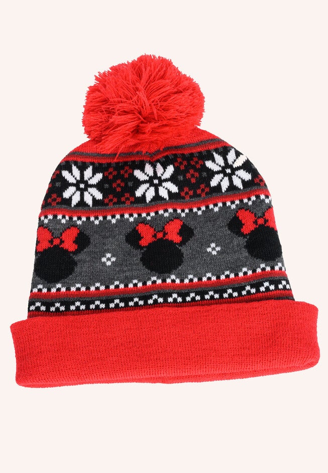 Disney Adult Minnie Mouse Knit Beanie Hat & Texting Gloves Red Gray 2-Pc Set, , alternate image number 2