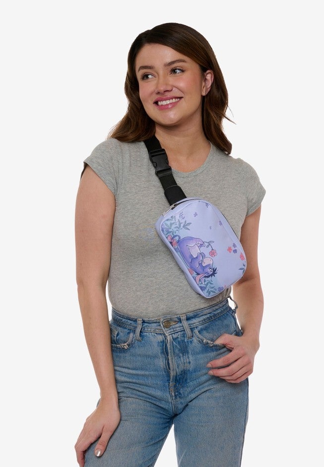 Disney Winnie The Pooh Eeyore Belt Bag Crossbody Zippered Floral Faux Leather, , alternate image number 3