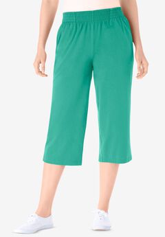 Elastic-Waist Knit Capri Pant