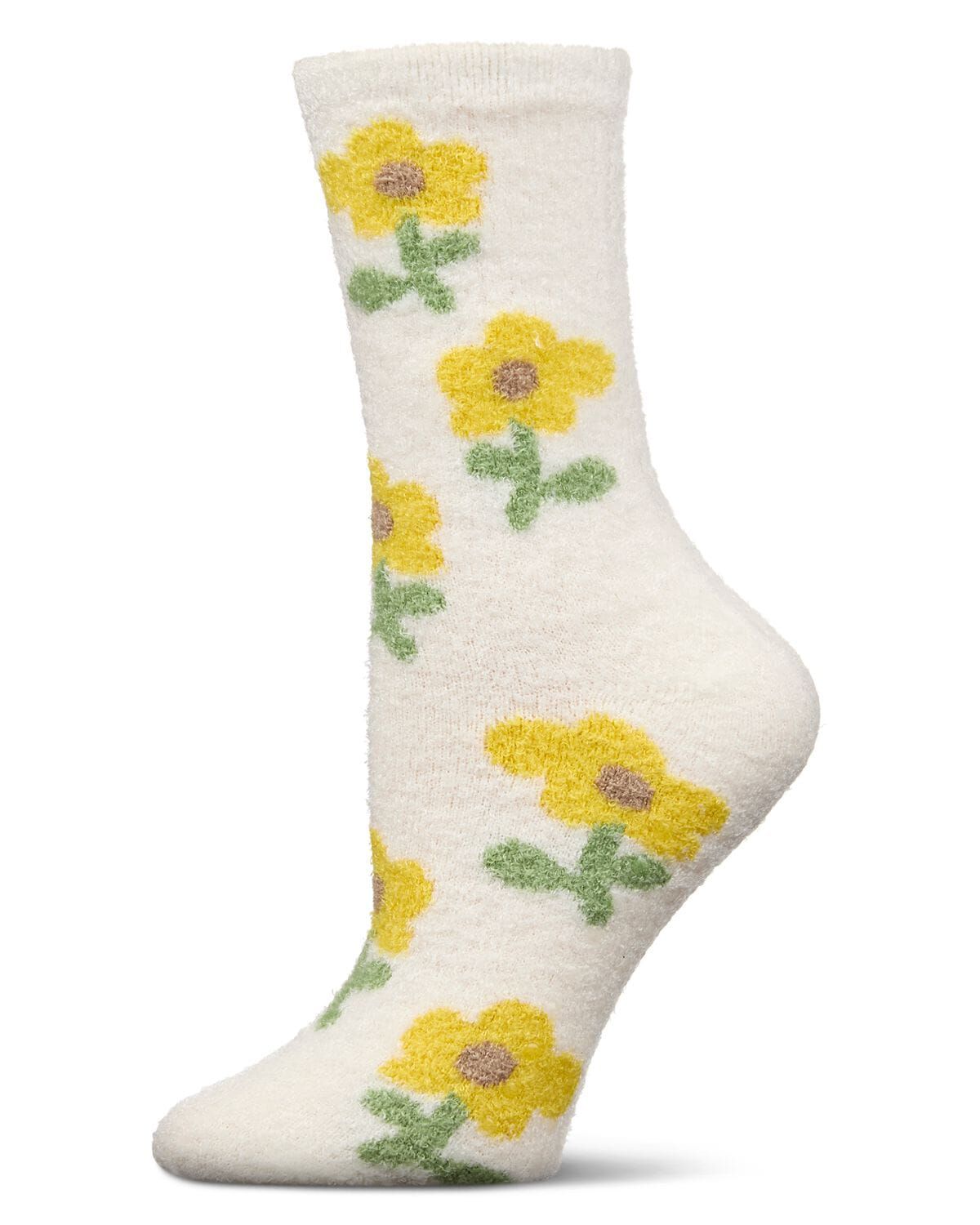 Women&#39;s Flower Aloe Infused Crew Socks, IVORY, hi-res image number 0