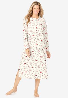 Long-Sleeve Henley Print Sleepshirt
