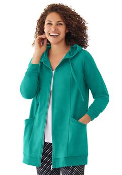 Zip Front Tunic Hoodie Jacket