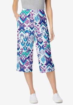 Elastic-Waist Knit Capri Pant