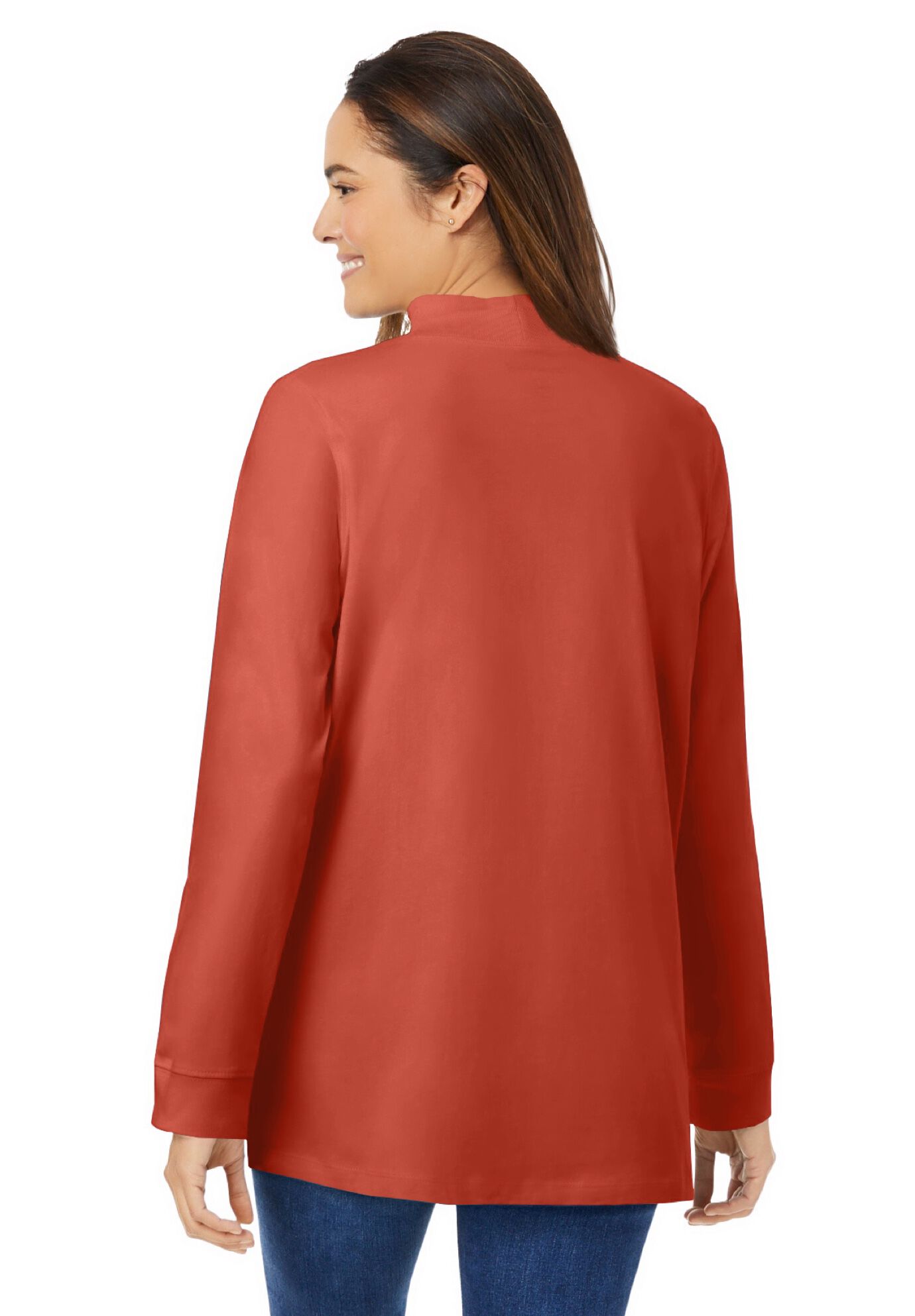 Perfect Mockneck Tunic, BURNT RED, on-hover image number 1