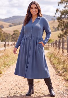 Snap-Front Thermal Shirtdress