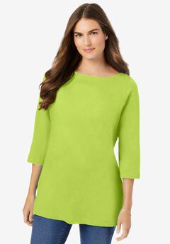 Perfect Three-Quarter Sleeve Boatneck Tee