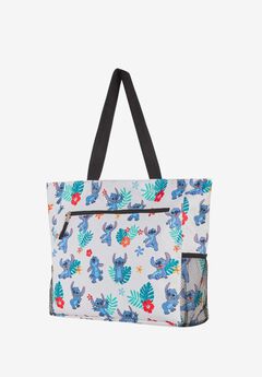 Disney Stitch Tote Bag Beach Travel Mesh Water Bottle Pockets Zippered