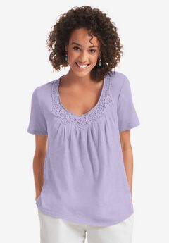 Crochet-Trim Knit Top