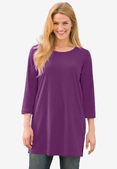 Perfect Three-Quarter-Sleeve Scoopneck Tunic