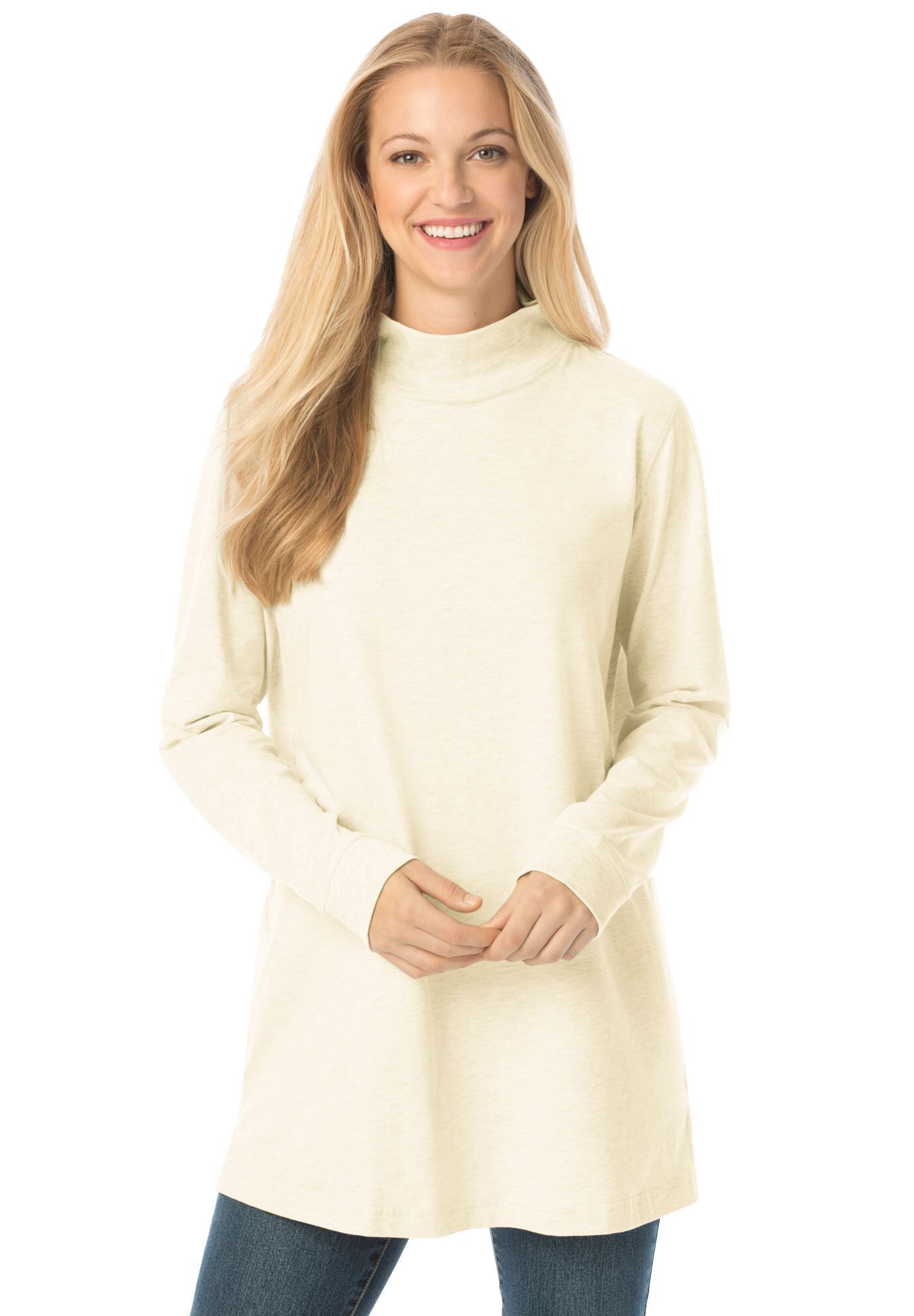 mock turtleneck tunic top