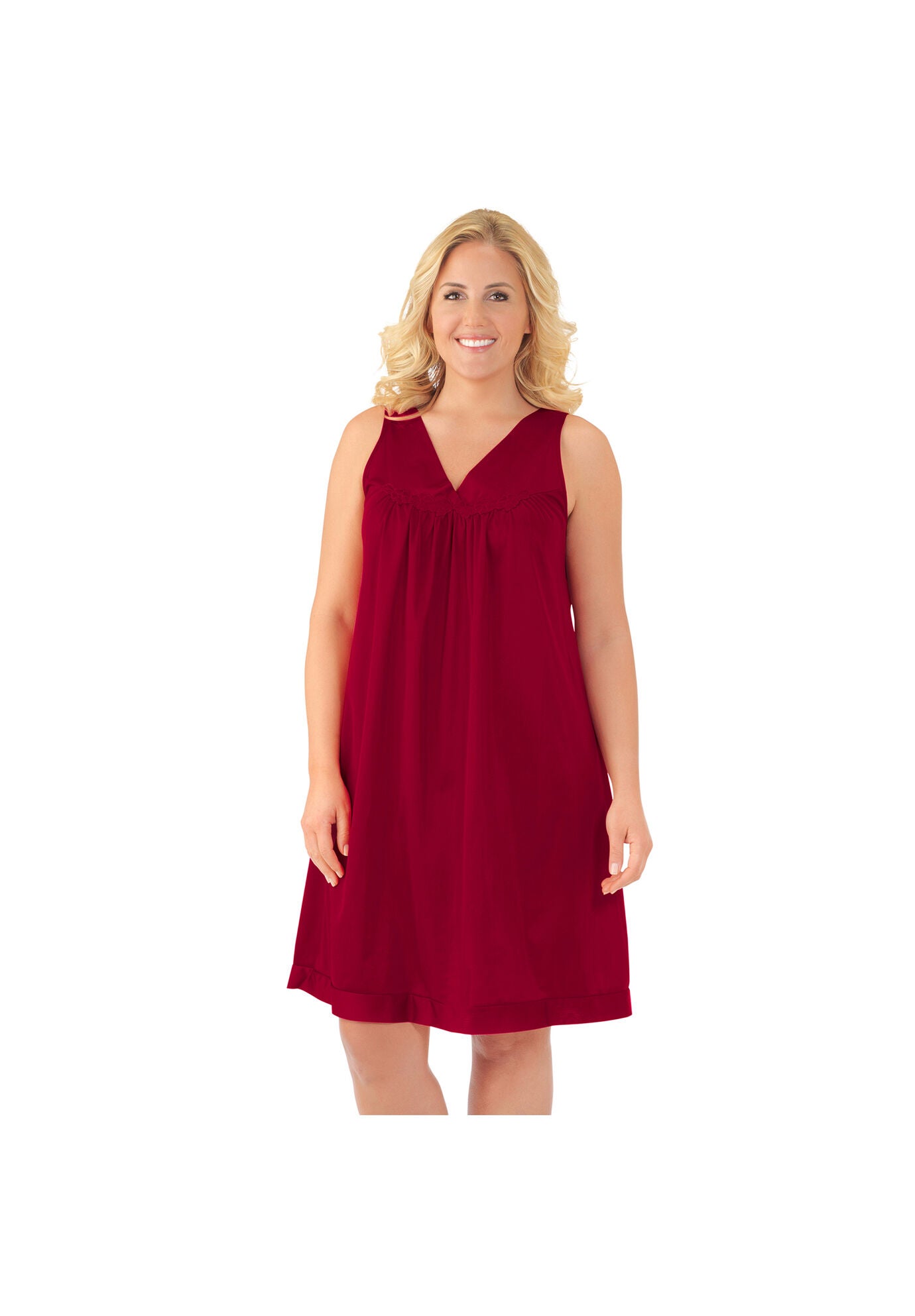 Exquisite Form&reg;&nbsp;Sleeveless Short Sleep Gown, SANGRIA, hi-res image number 0