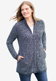 Zip Front Shaker Cardigan