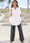 Pintucked Print Tunic Shirt, , alternate image number null