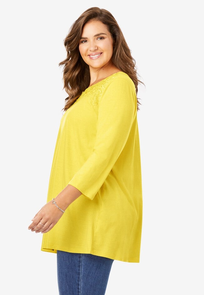 Crochet Trim Tee, , alternate image number 2