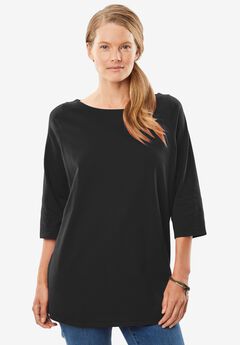 Perfect Three-Quarter Sleeve Boatneck Tee