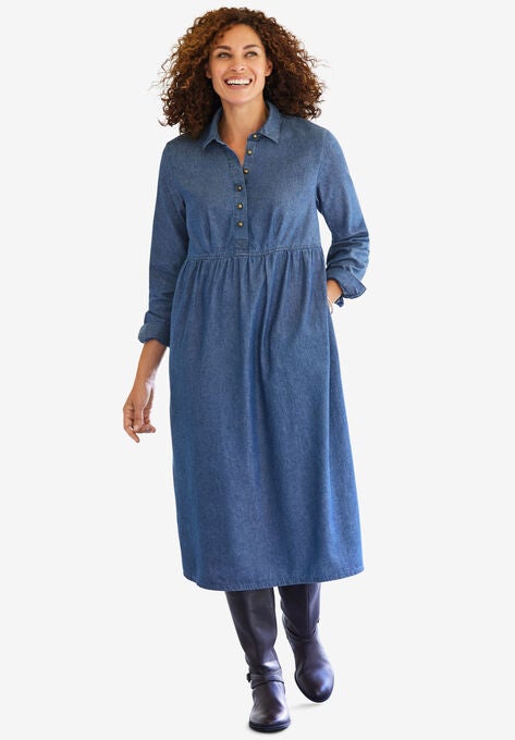 Denim Shirtdress, MEDIUM STONEWASH, hi-res image number null