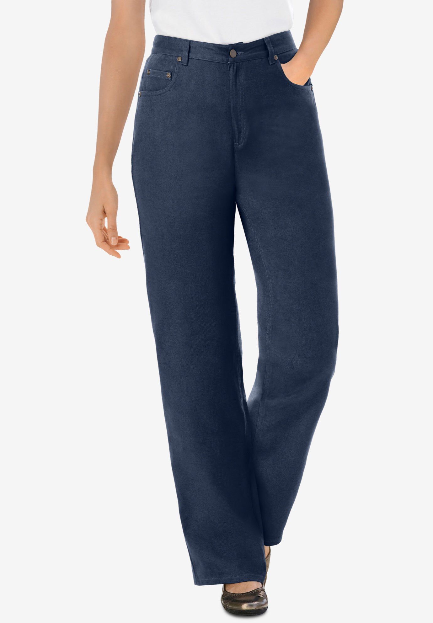 Perfect Relaxed All-Cotton Denim Five-Pocket Jeans, NAVY, hi-res image number 0