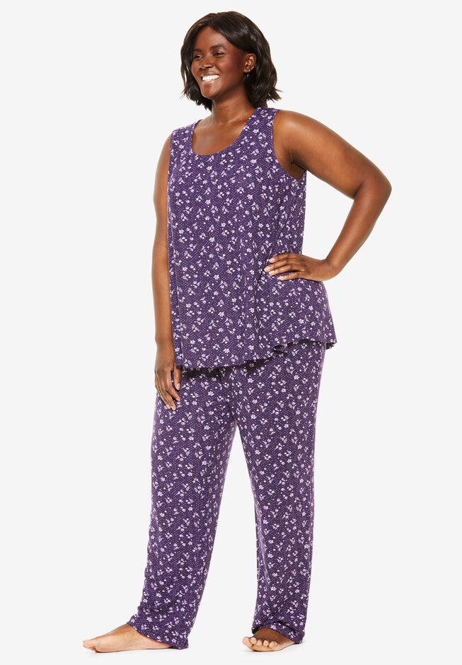 Dreams & Co.® Tank Top PJ Set, RICH VIOLET FLORAL, hi-res image number 0