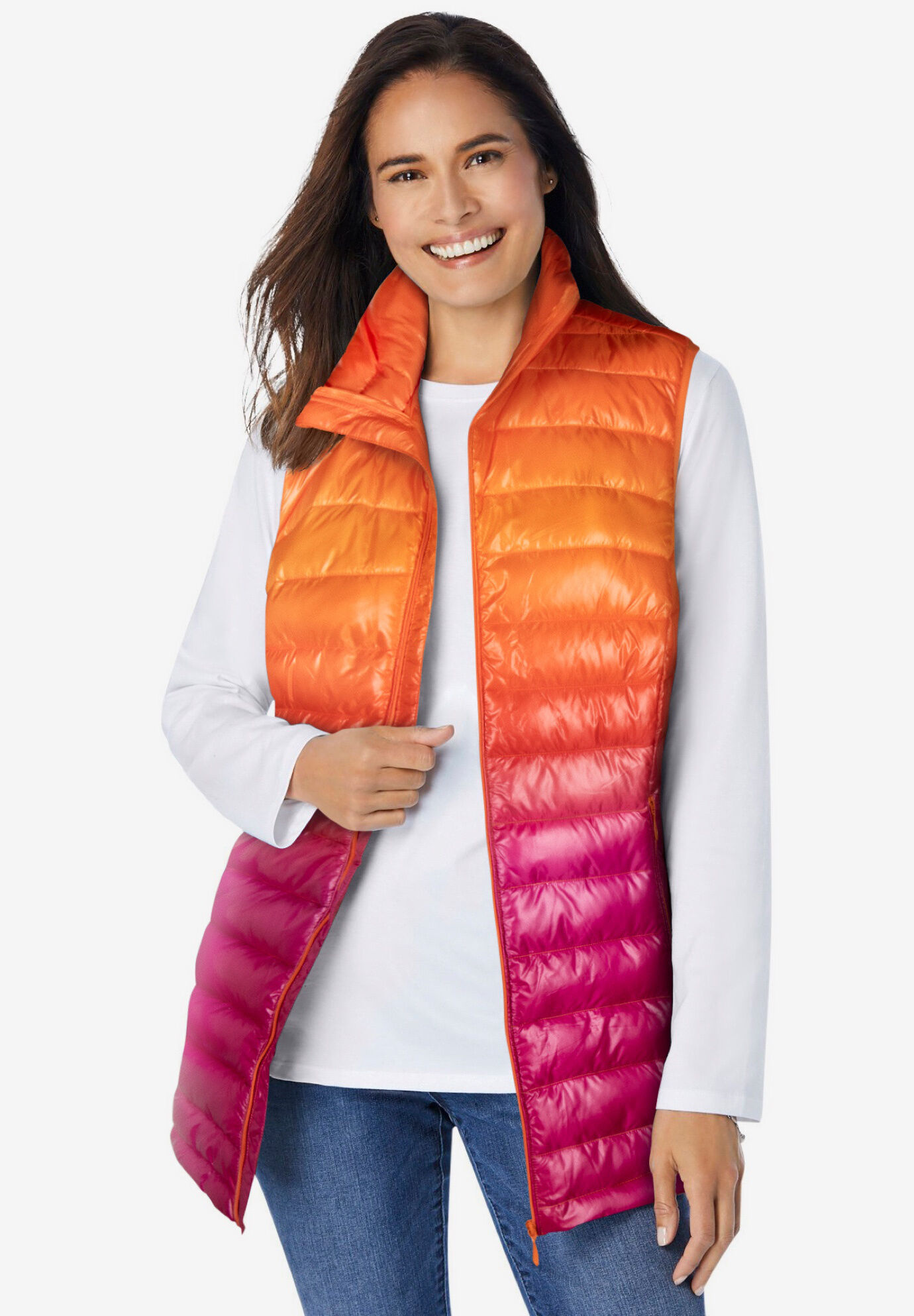 Woman Within Womens Plus Size Velour Puffer Vest 