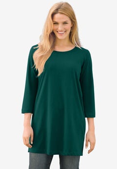 Perfect Three-Quarter-Sleeve Scoopneck Tunic