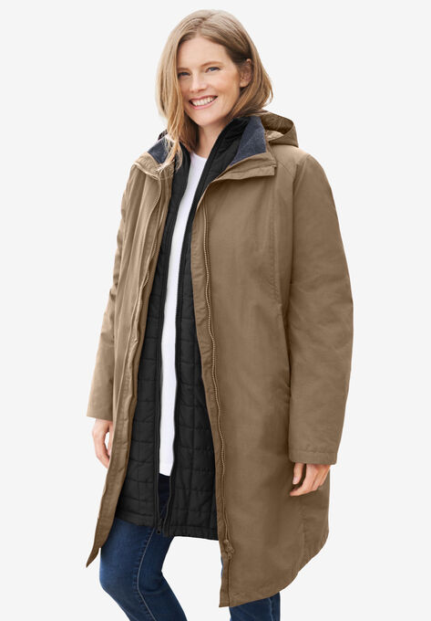 3-in-1 Hooded Taslon® Jacket, BARK BLACK, hi-res image number null