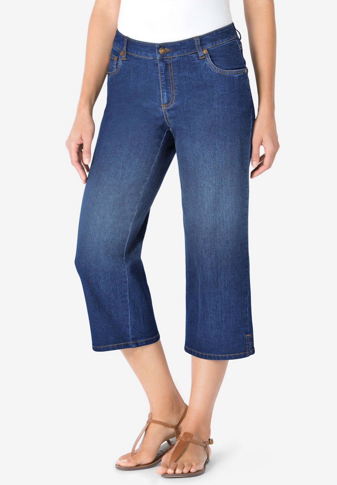 Woman within denim capris 2025