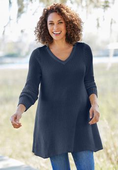 V-Neck Shaker Trapeze Sweater