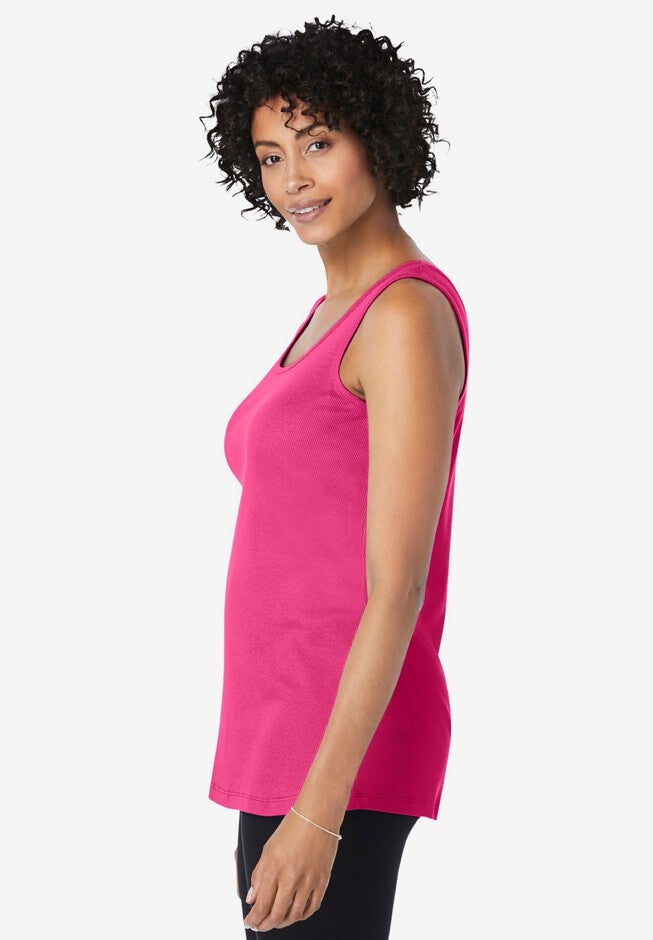 Rib Knit Tank, RASPBERRY SORBET, alternate image number null