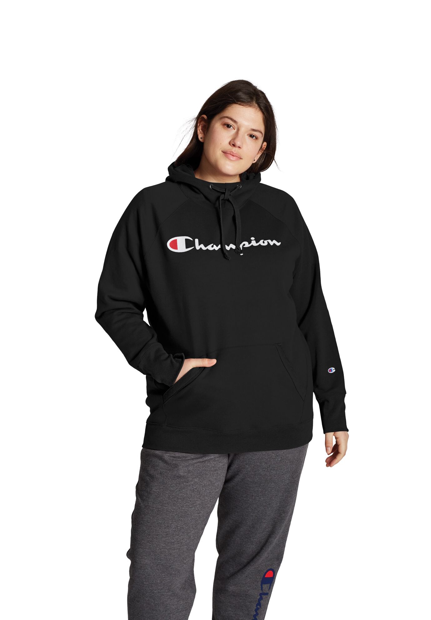 Champion Sweatshirt Hoodie Women's Powerblend Fleece Pullover Script Logo Scuba 