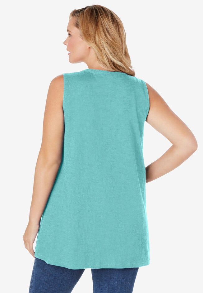 Sleeveless Notch-Neck Tunic, , on-hover image number 1